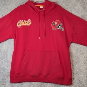 NFL Ultra Game Kansas City KC Chiefs  Red Hoodie Sweatshirt Embroidered Sz Large